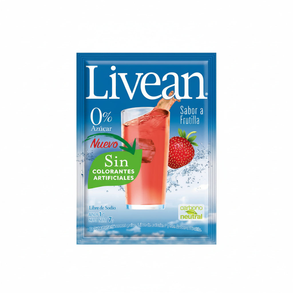 BEBIDA INST. SIN AZUCAR FRUTILLA LIVEAN 8GR