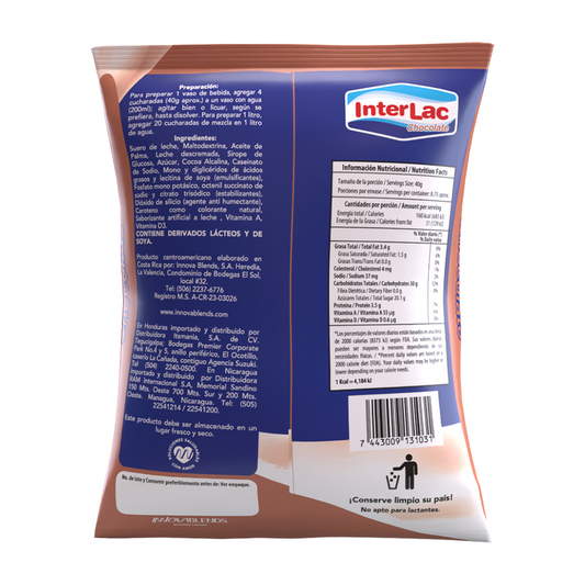 BEBIDA LACTEA EN POLVO CHOCOLATE INTERLAC 350GR