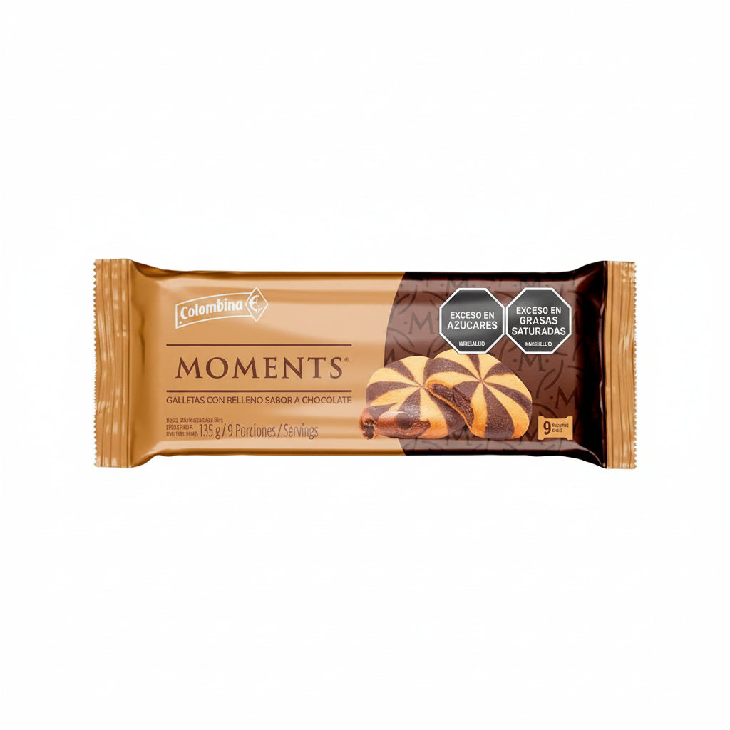 GALLETAS CHOCO MOMENTS COLOMBINA 135GR