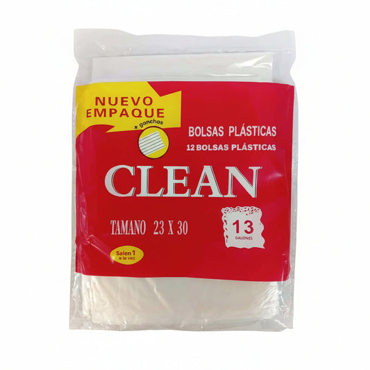 BOLSA DE BASURA PLÁSTICA CLEAN 13GL 12U
