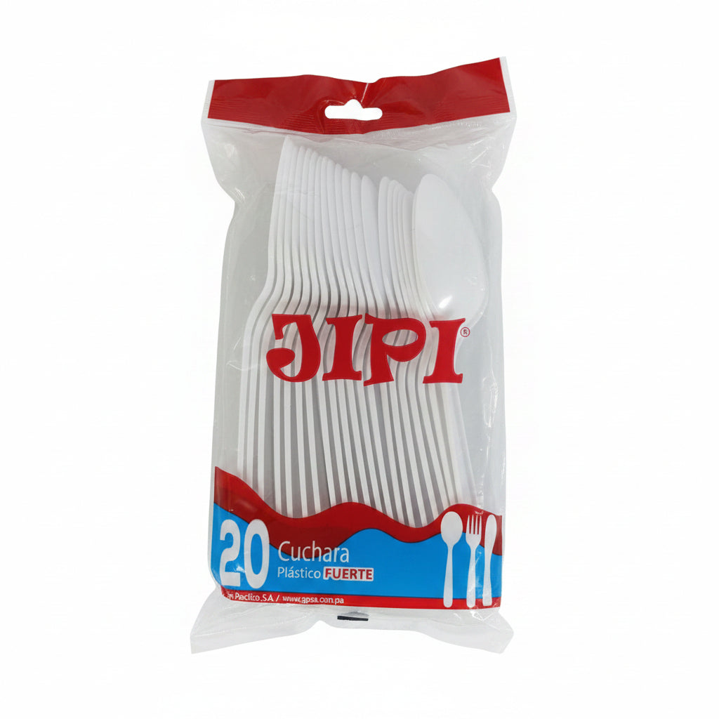 CUCHARAS PLÁSTICAS DESECHABLES JIPI 20U