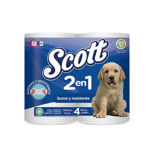 PAPEL HIGIÉNICO SCOTT 2 EN 1 4U