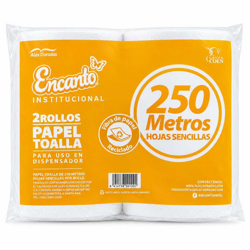 PAPEL TOALLA SENCILLA ENCANTO 2ROLLOS