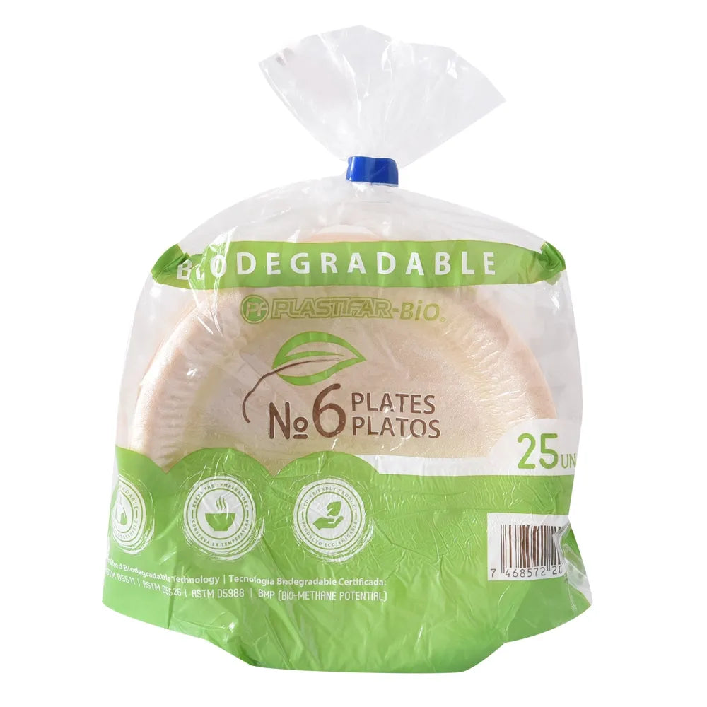 PLATOS DE FOAM 6" BIODEGRADABLE