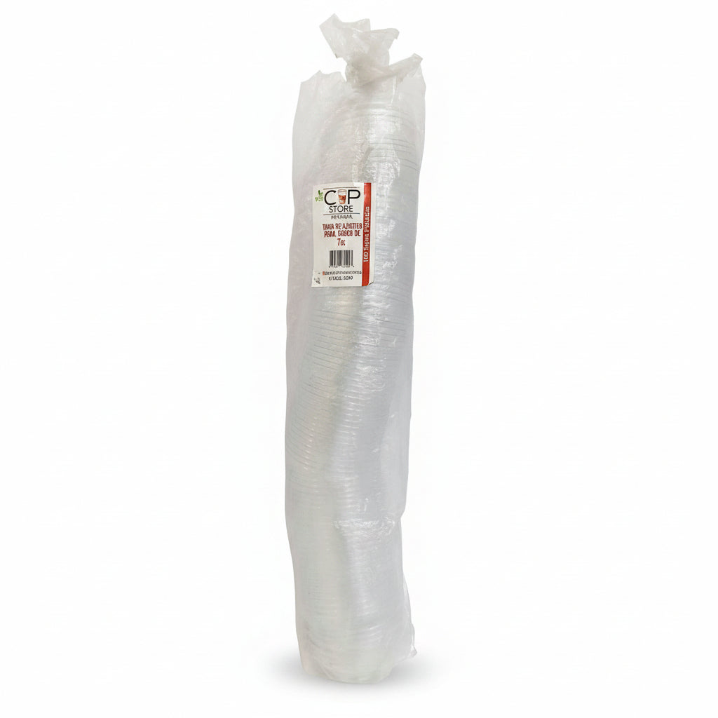 TAPAS PLÁSTICAS PARA VASOS STORE 7OZ 100U
