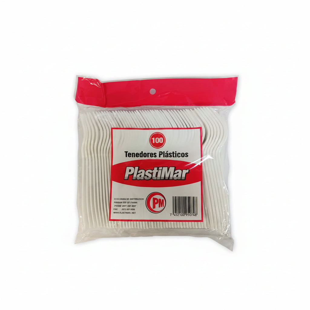 TENEDORES BLANCOS PLASTIMAR 100U