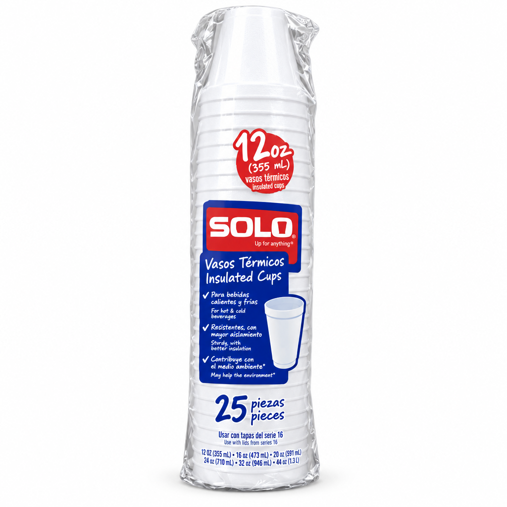 VASO 12OZ DE FOAM SOLO 25U