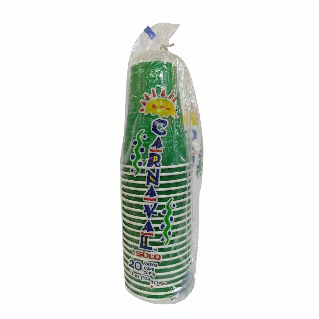 VASO PLÁSTICOS VERDE CARNAVAL 12OZ