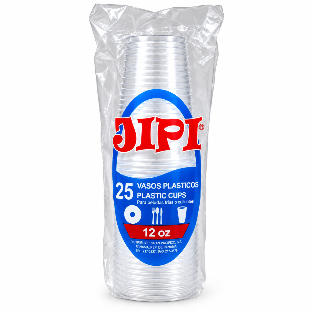 VASOS DESECHABLES TRANSPARENTE JIPI 12OZ