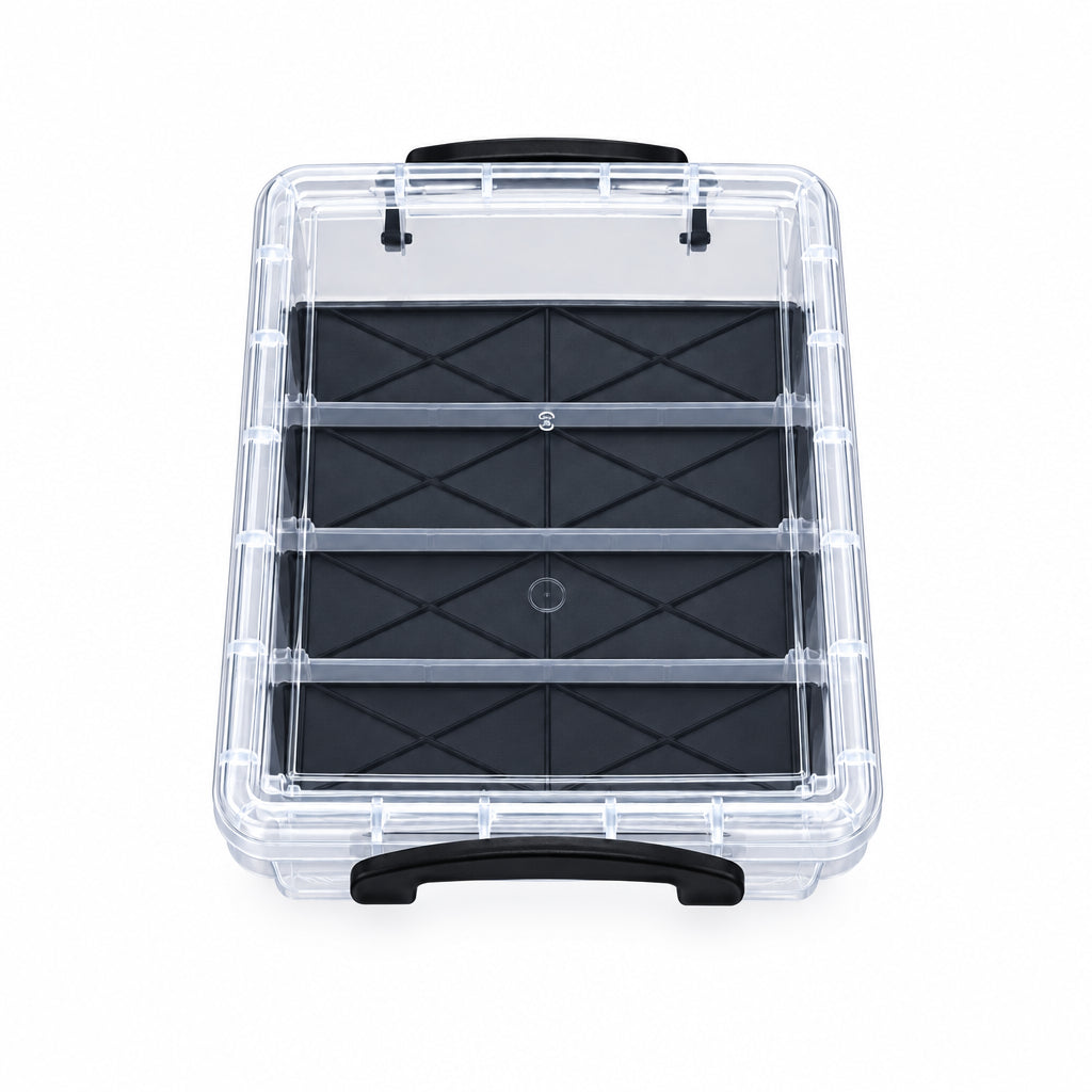 CAJA CON TAPA Y CUATRO COMPARTIMIENTOS