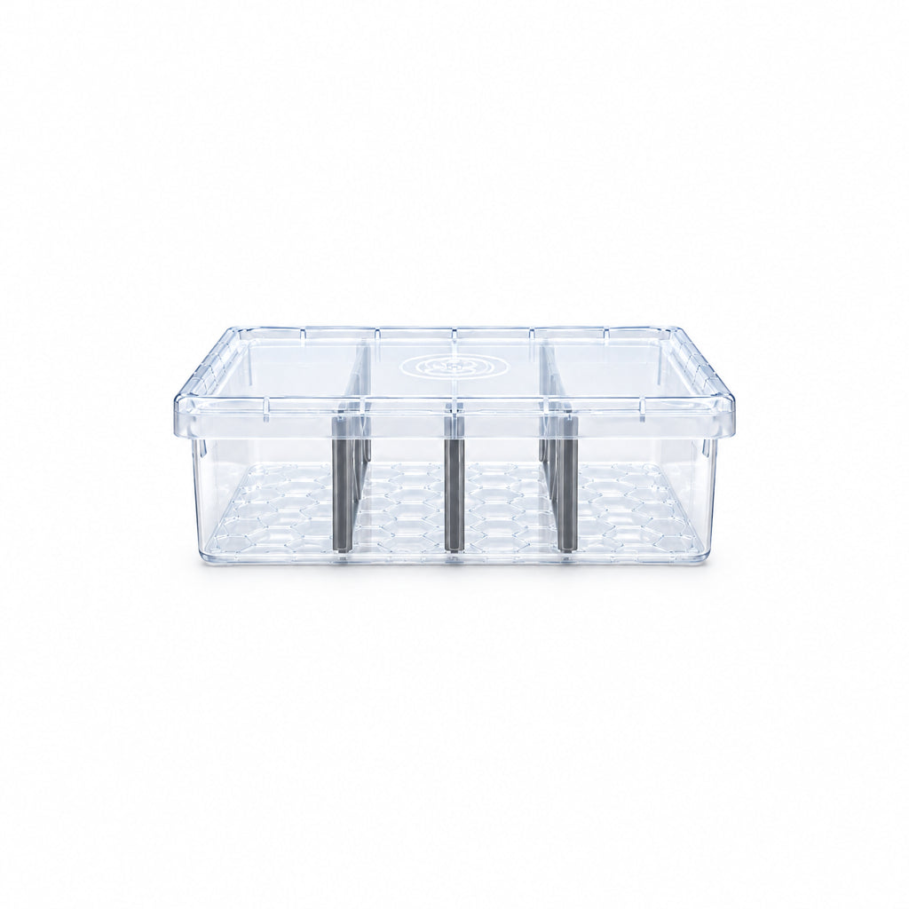 CAJA CON TAPA Y CUATRO COMPARTIMIENTOS