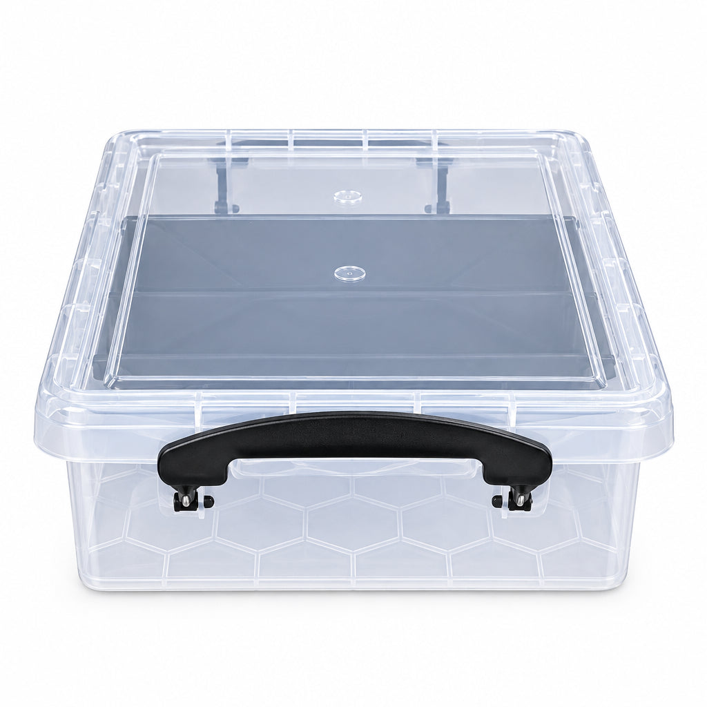 CAJA CON TAPA Y CUATRO COMPARTIMIENTOS