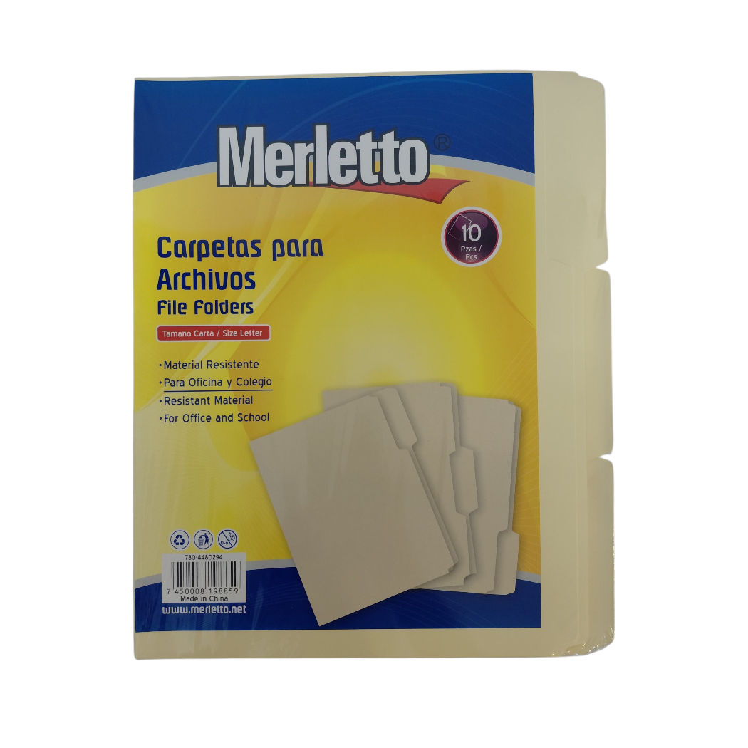 FOLDER PARA ARCHIVOS TAMAÑO CARTA 10U