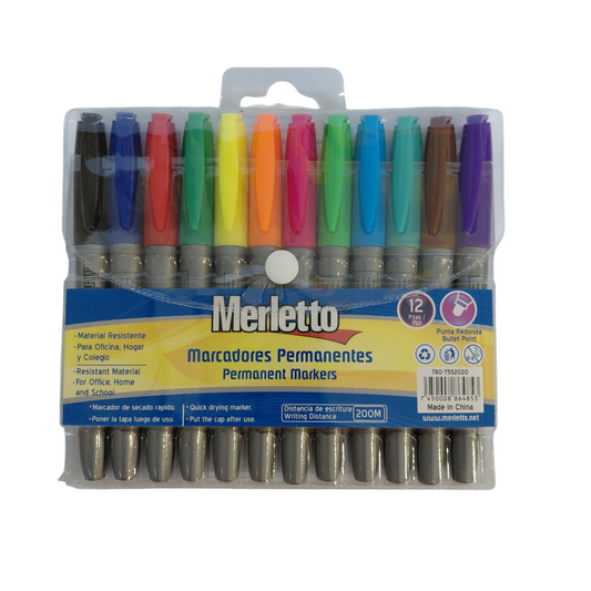 MARCADORES PERMANENTE 12 COLORES