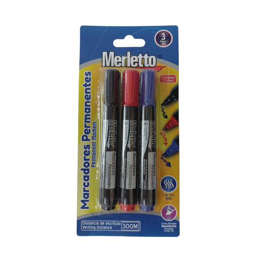 MARCADORES PERMANENTE 3 COLORES