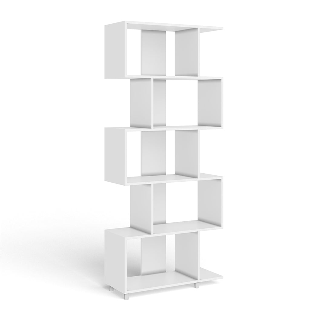 LIBRERO DE MADERA 5 NIVELES BLANCO MINIMALISTA