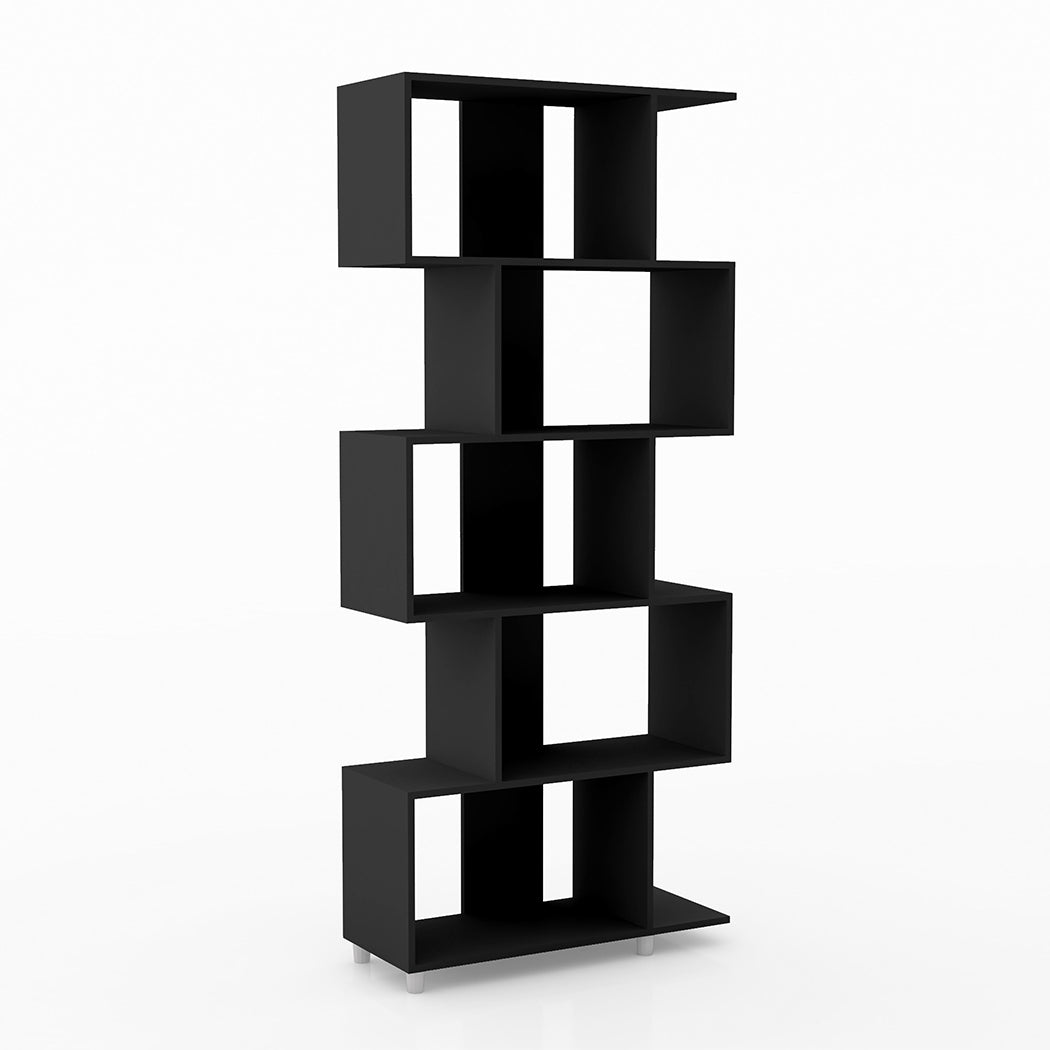 LIBRERO DE MADERA 5 NIVELES NEGRO MINIMALISTA