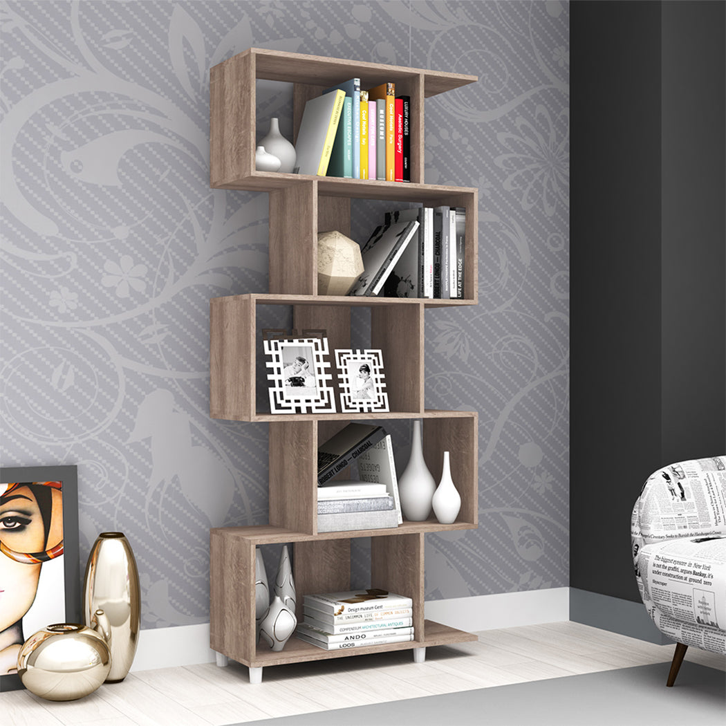 LIBRERO DE MADERA 5 NIVELES CHOCOLATE MINIMALISTA