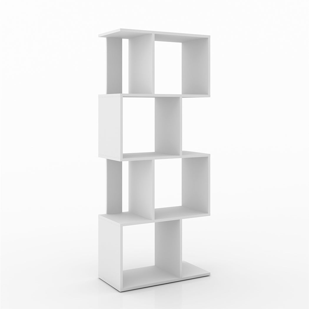LIBRERO DE MADERA 4 NIVELES BLANCO MINIMALISTA