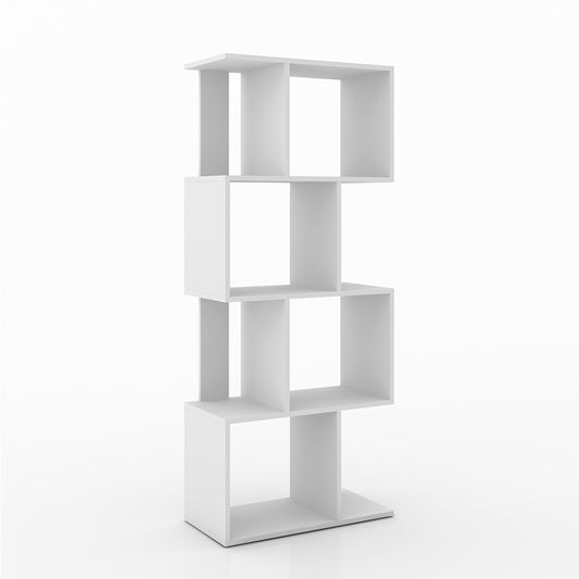 LIBRERO DE MADERA 4 NIVELES BLANCO MINIMALISTA