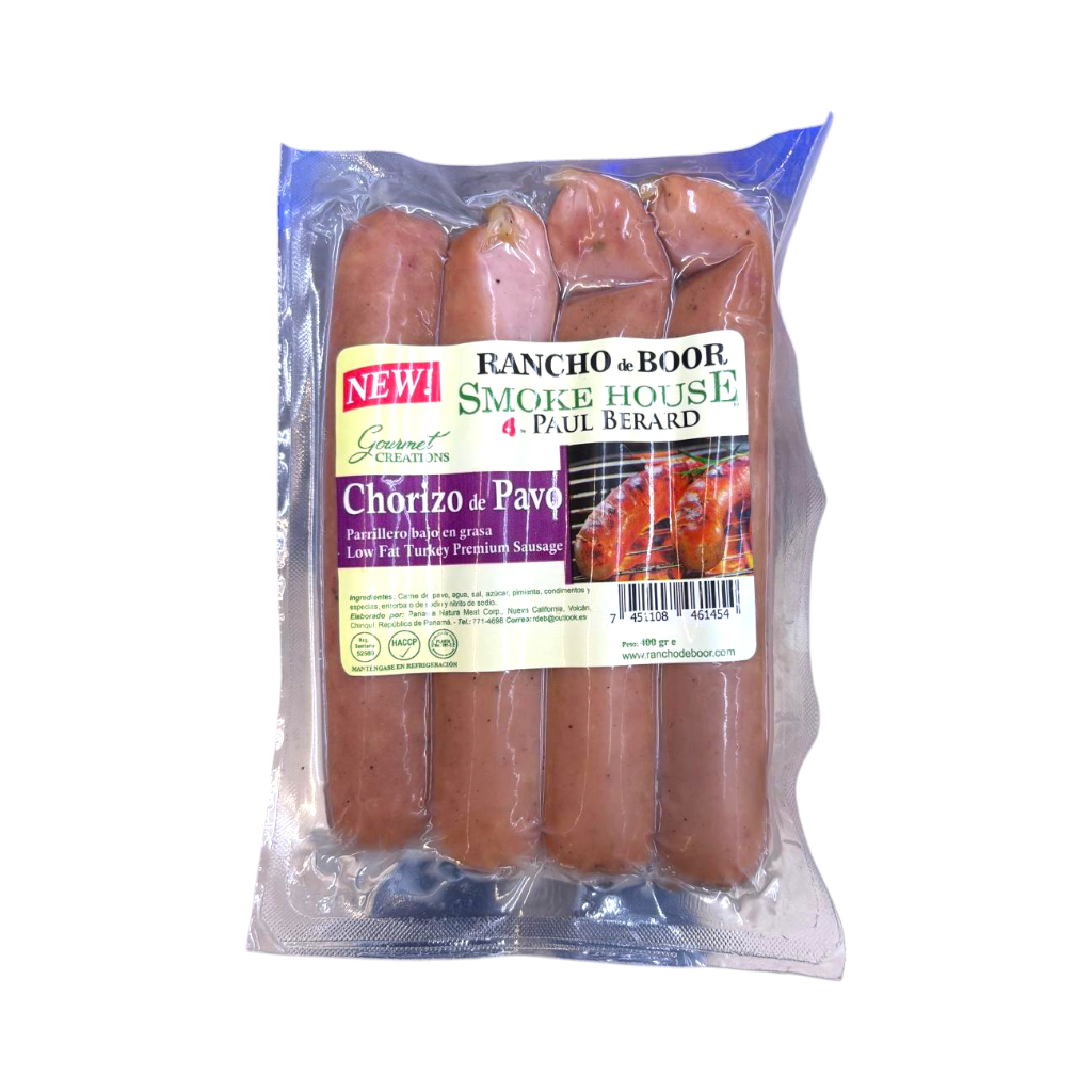 CHORIZO DE PAVO PARRILLERO RANCHO BOOR 400GR