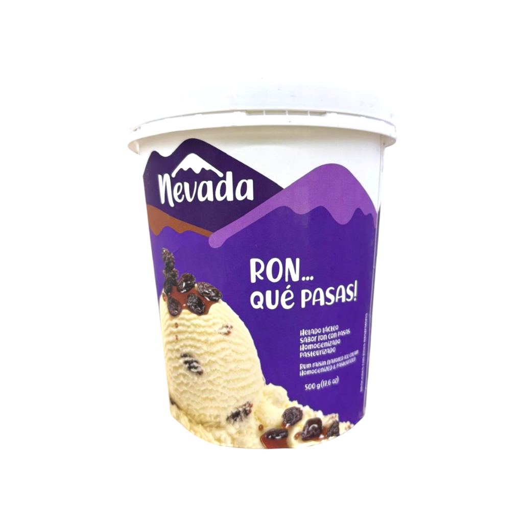 HELADO DE RON CON PASAS NEVADA  1/4GL
