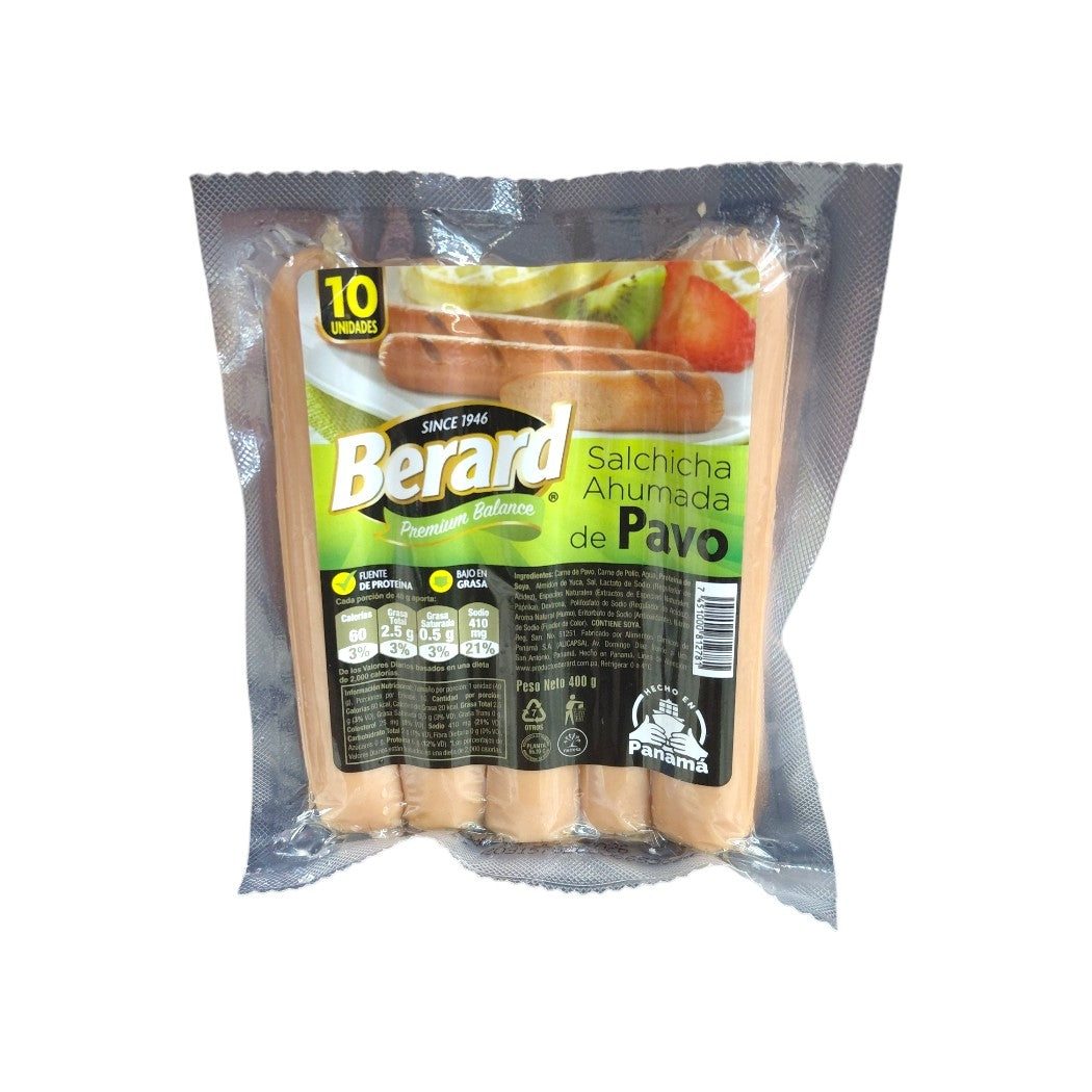 SALCHICHAS AHUMADAS PAVO BERARD 400GR