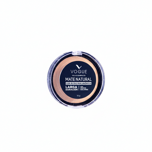 POLVO COMPACTO MATE NATURAL TONO TRIGUEÑO VOGUE