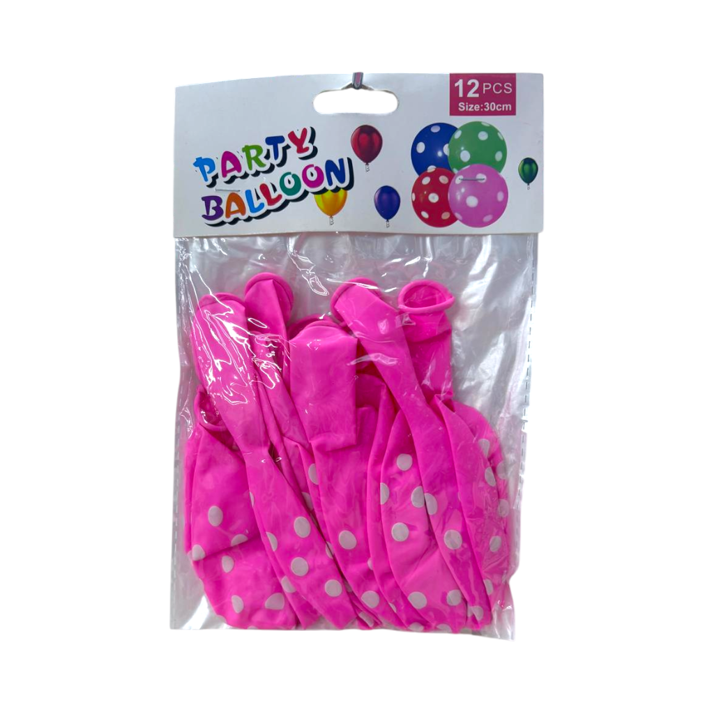 GLOBOS PUNTO ROSADO 12U