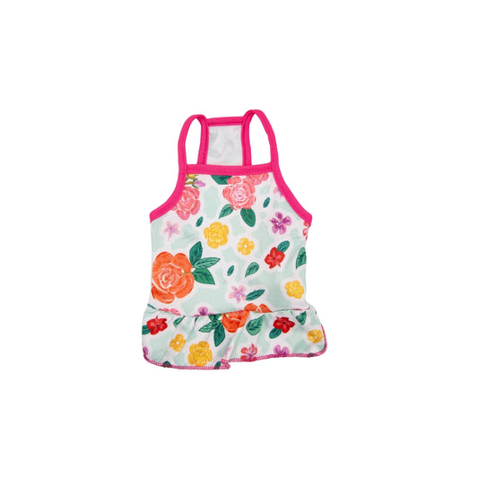 VESTIDO ROSADO PARA MASCOTA CON DISEÑO DE FLORES