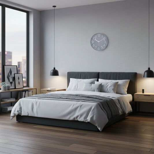 RELOJ DECORATIVO GRIS CON BLANCO
