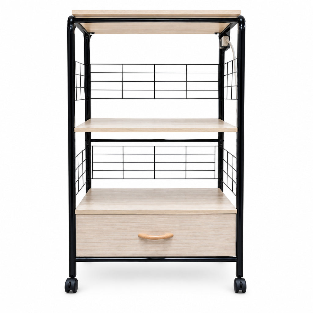 MUEBLE BEIGE CON NEGRO PARA MICROONDAS