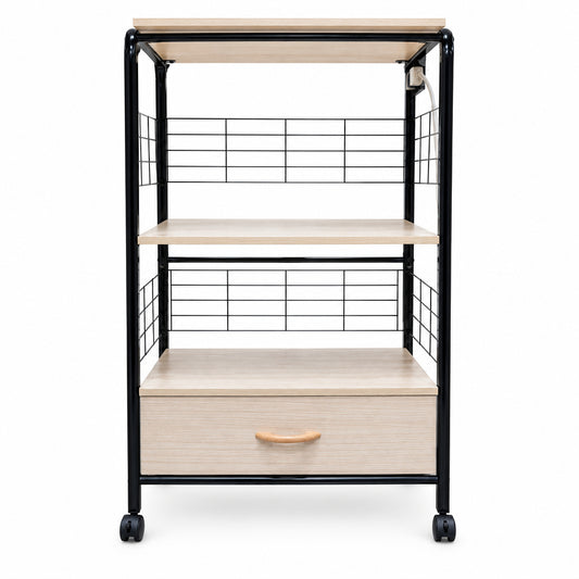 MUEBLE BEIGE CON NEGRO PARA MICROONDAS