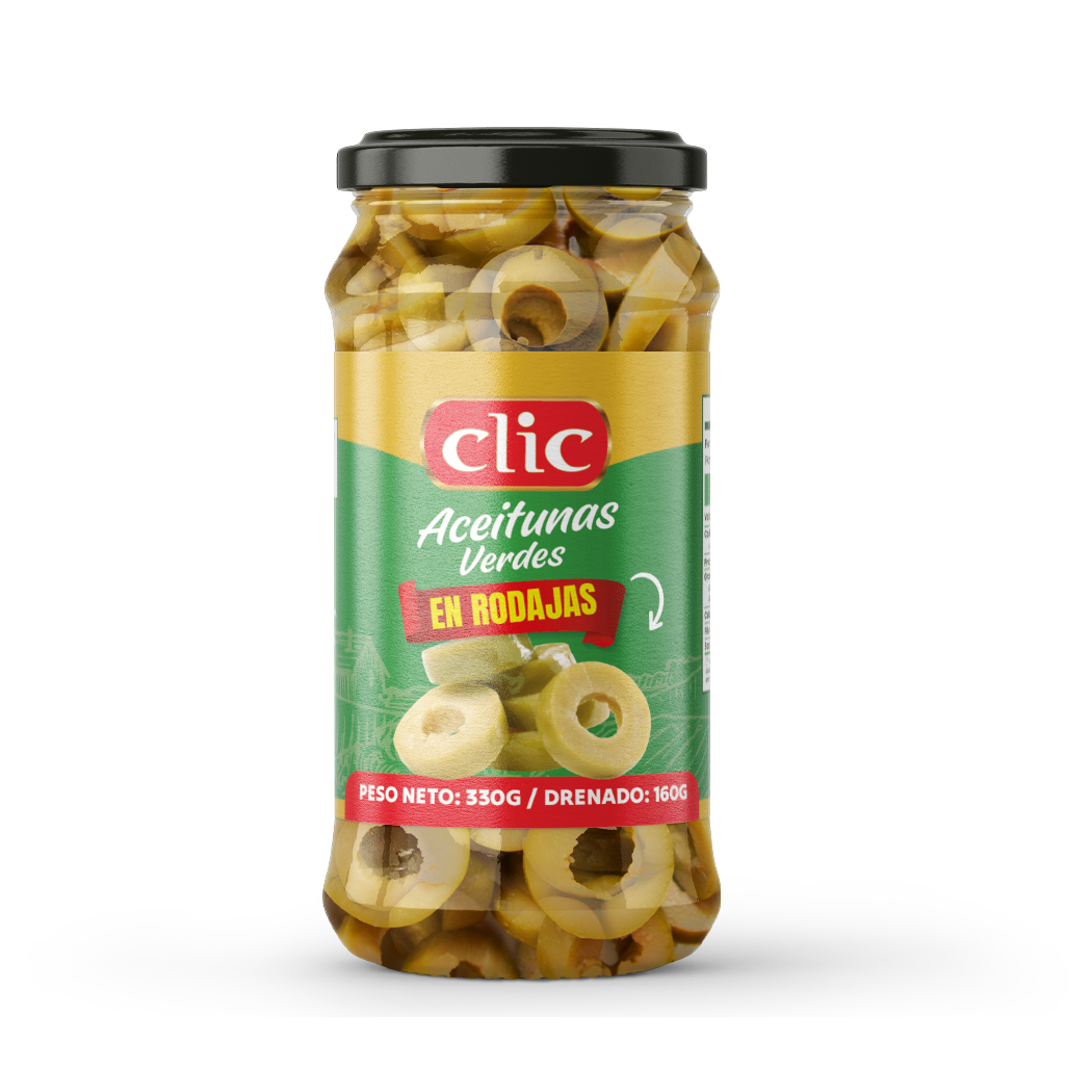 ACEITUNA VERDE RODAJA VIDRIO CLIC 160GR