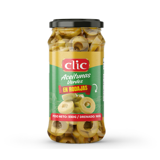 ACEITUNA VERDE RODAJA VIDRIO CLIC 160GR