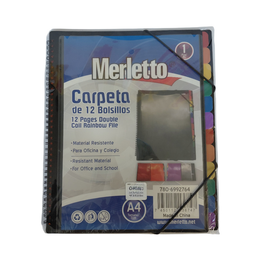 CARPETA 12 BOLSILLOS A4