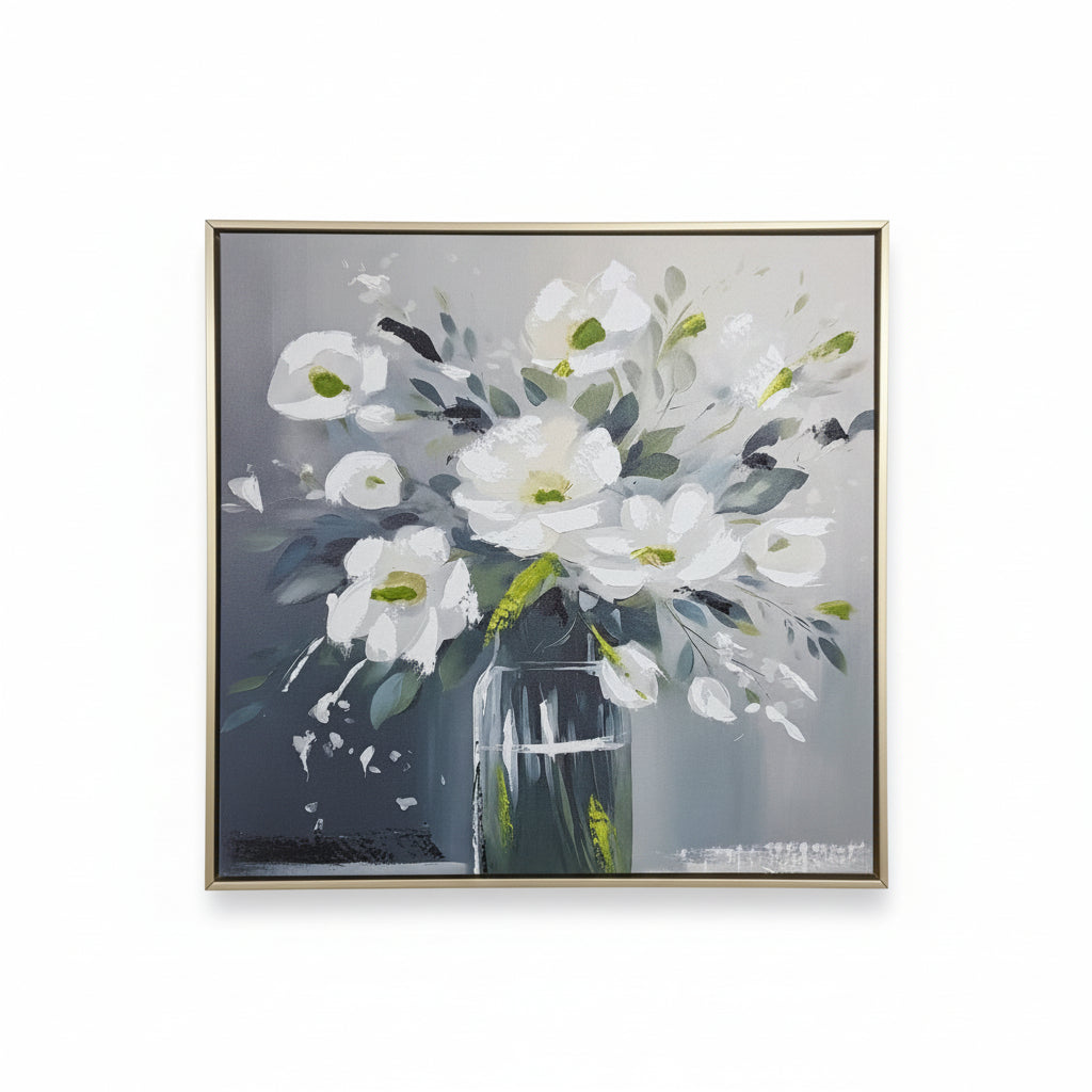 CUADRO DECORATIVO FLORES BLANCAS