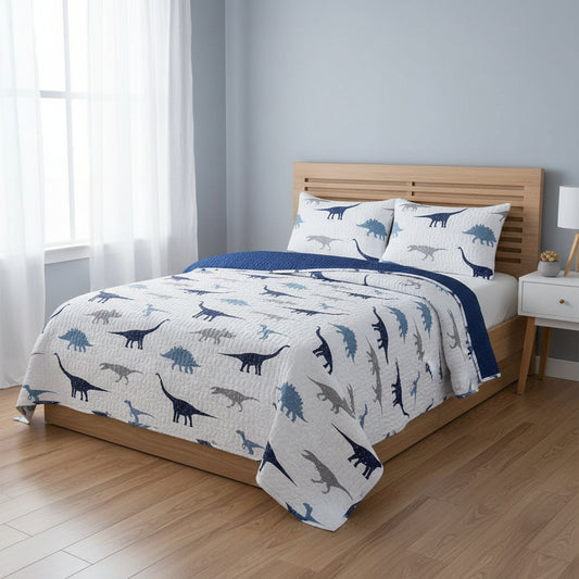 SET DE SOBRECAMA FULL REVERSIBLE DISEÑO DE DINOSAURIO