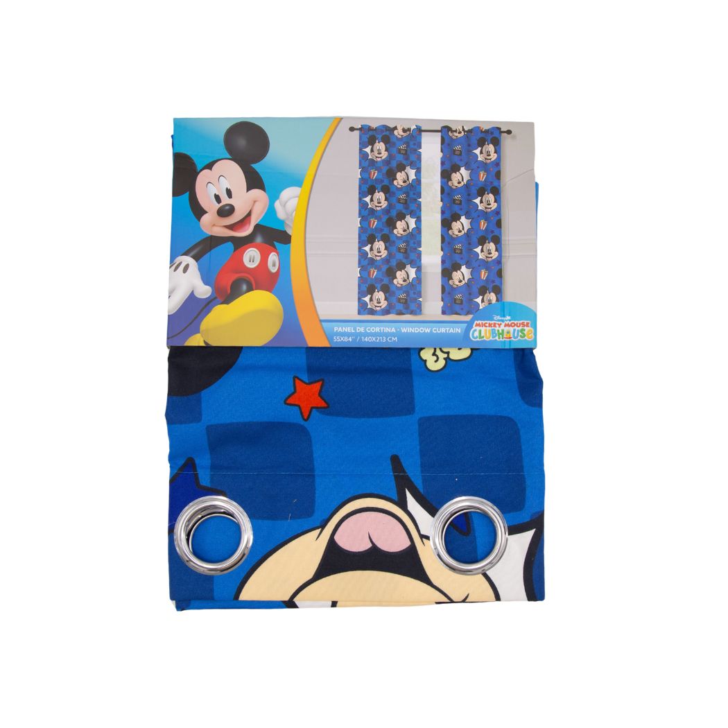 CORTINA DECORATIVA AZUL PARA RECAMARA INFANTIL DISEÑO DE MICKEY