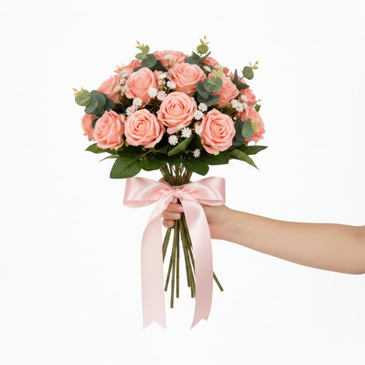 RAMO DE ROSAS ARTIFICIALES DECORATIVO EN TONO MAMEY