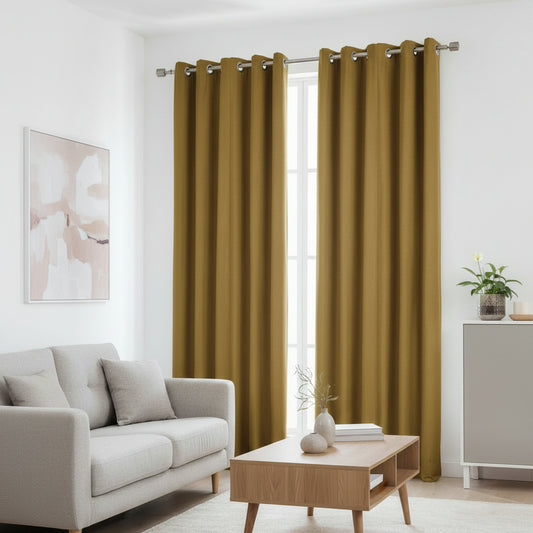 CORTINA DECORATIVA COLOR CHOCOLATE AROS DE METAL 140CM X 213CM