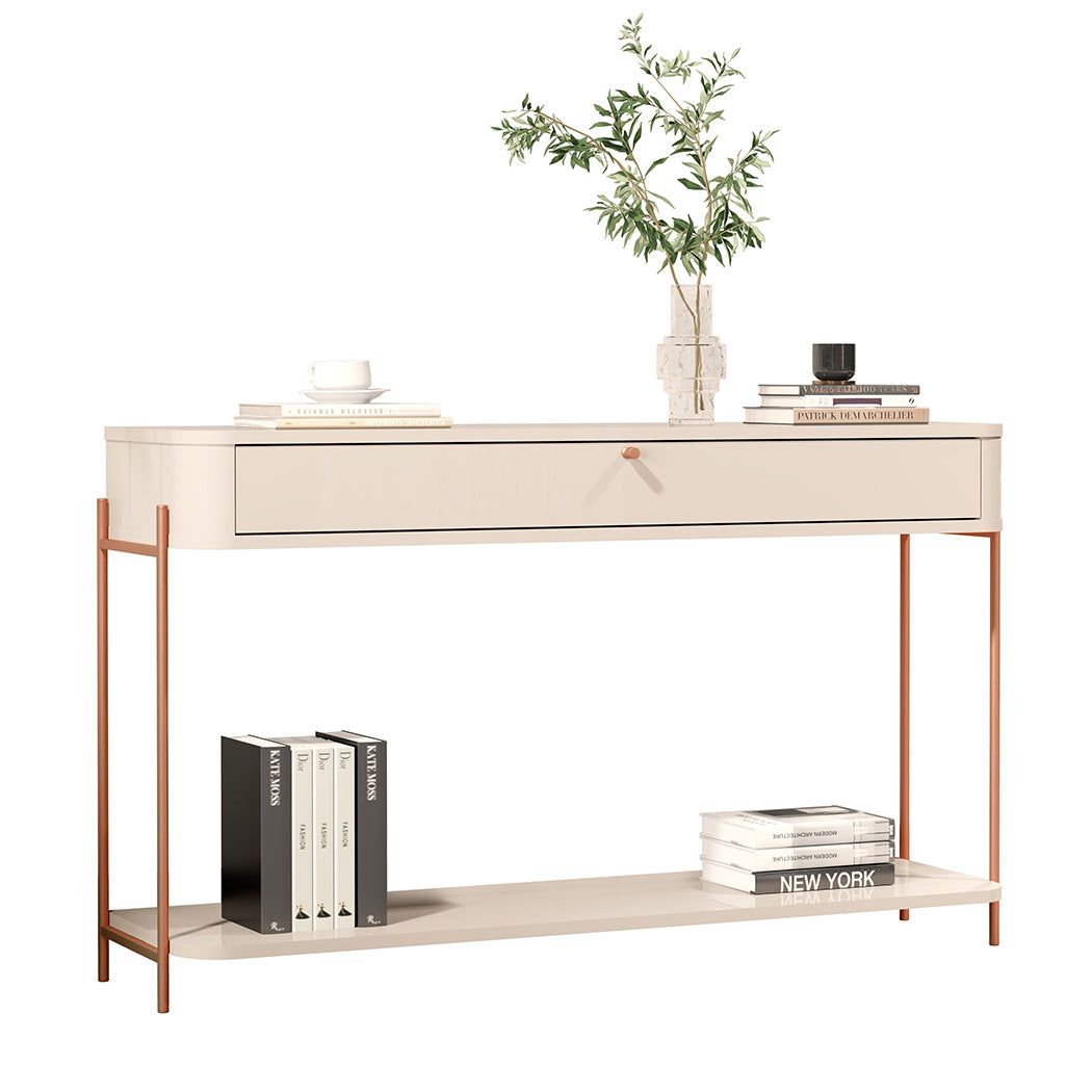 CONSOLA DECORATIVA OFF WHITE / BRONCE