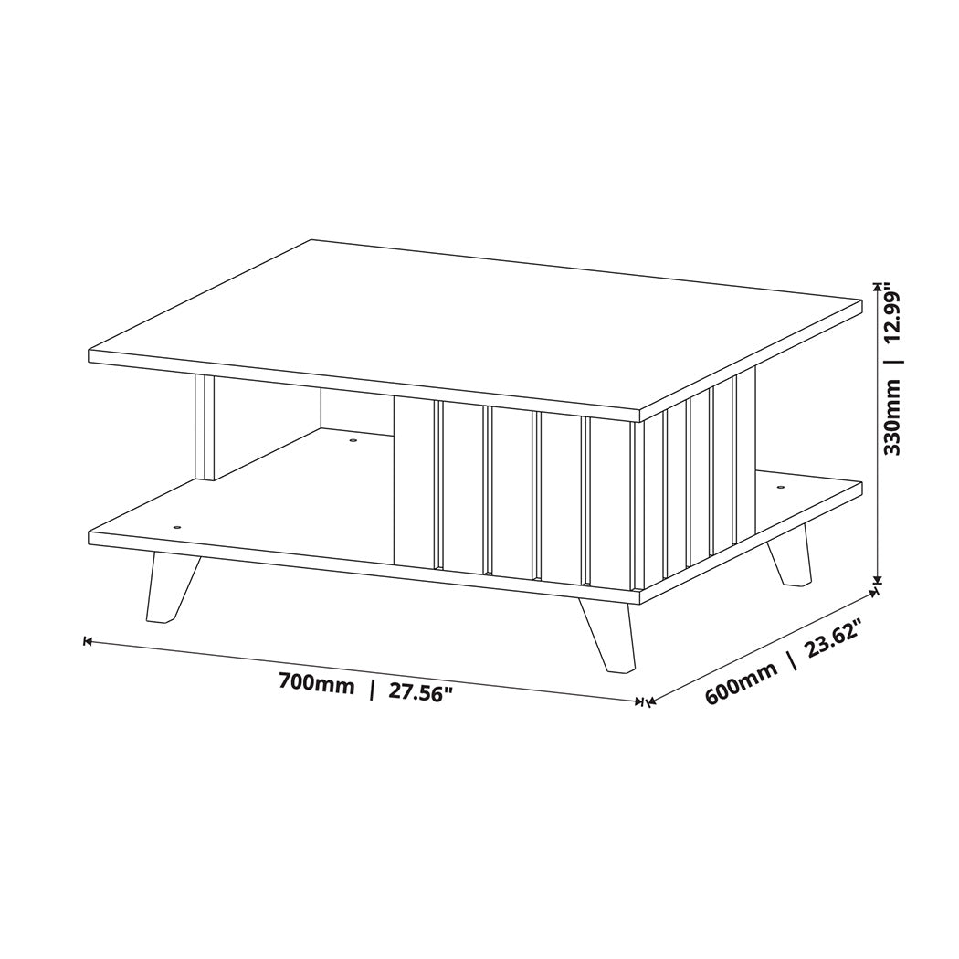 MESA DE CENTRO BEIGE CON ROBLE