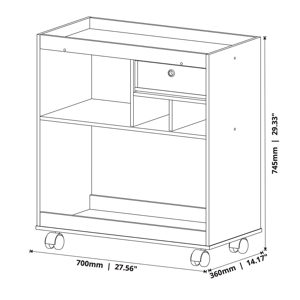 MUEBLE BAR CREMA 2 NIVELES, 4 COMPARTIMIENTO UNA GAVETA PEQUEÑA