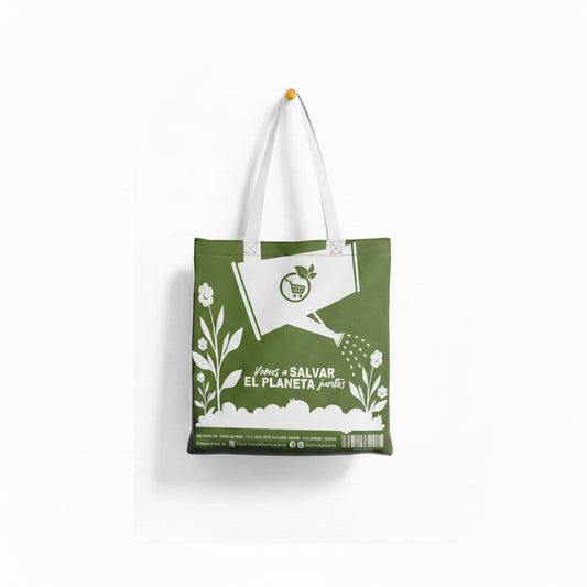 BOLSA SALVAR EL PLANETA VERDE REUTILIZABLE