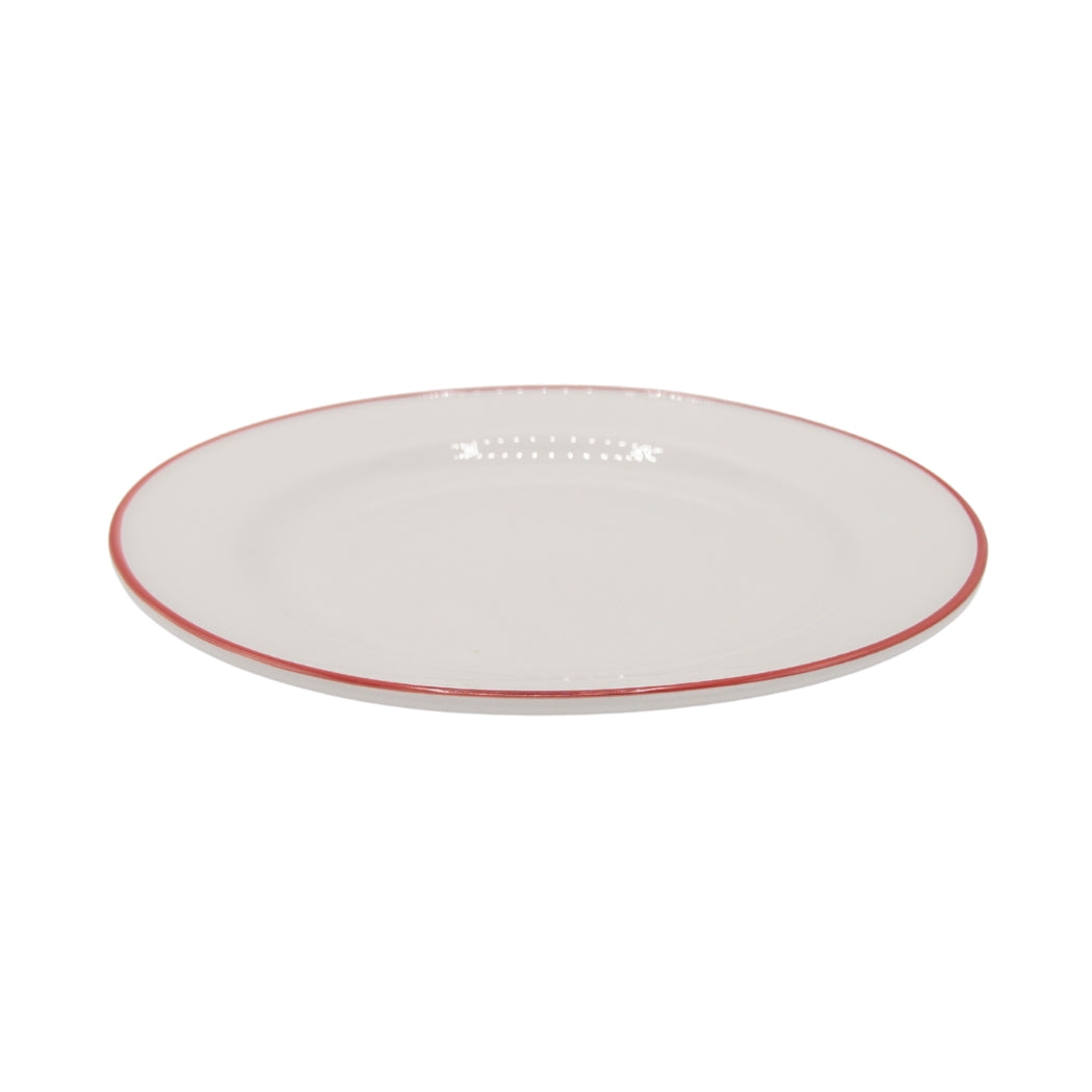 PLATO LLANO BLANCO CON BORDE ROJO 10 PLG