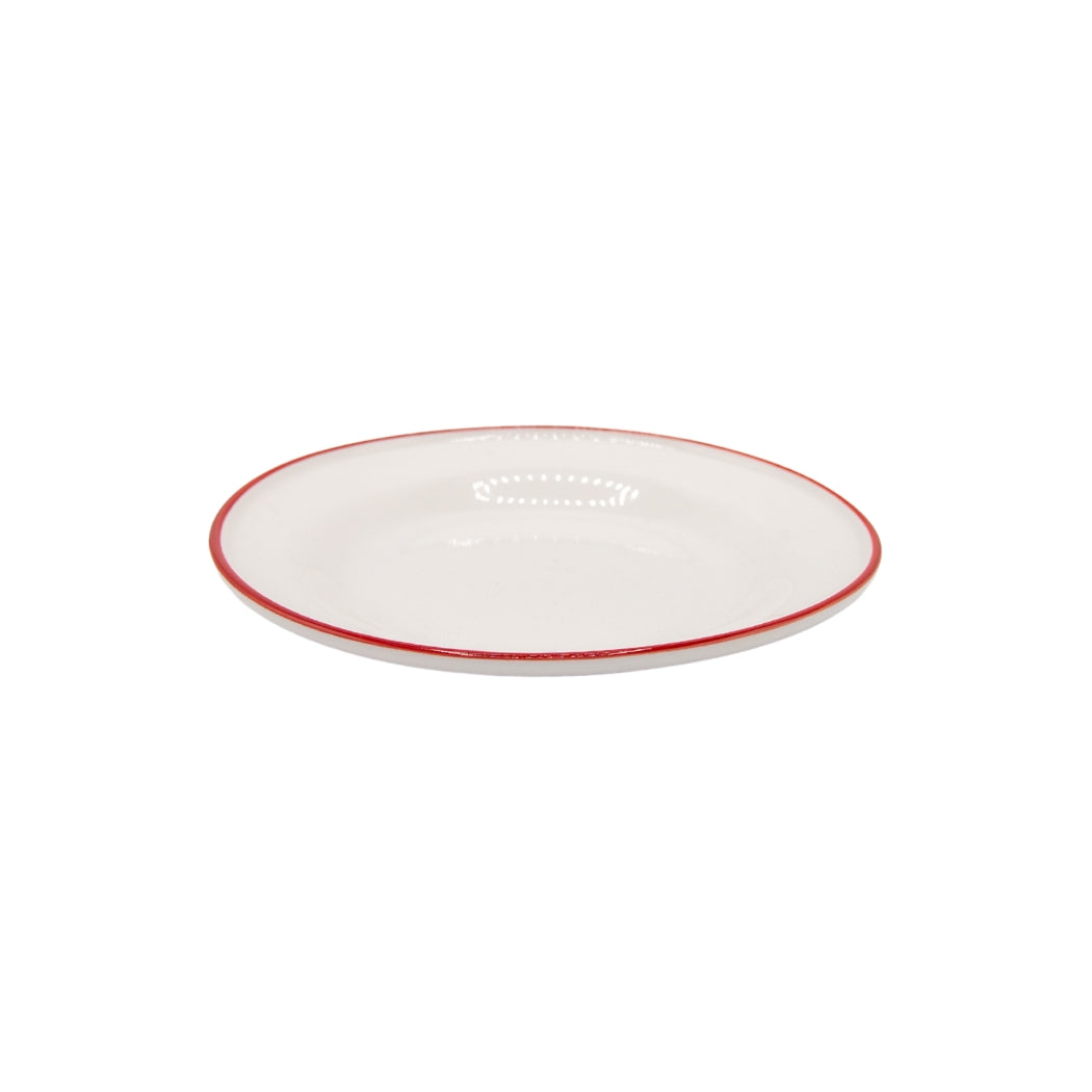 PLATO LLANO BLANCO CON BORDE ROJO 7 PLG