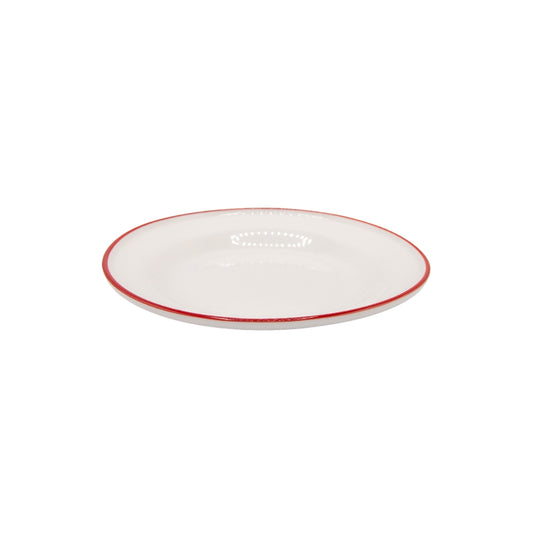 PLATO LLANO BLANCO CON BORDE ROJO 7 PLG
