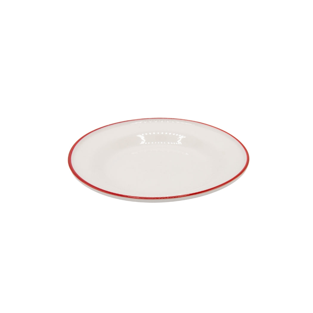 PLATO LLANO BLANCO CON BORDE ROJO 7 PLG