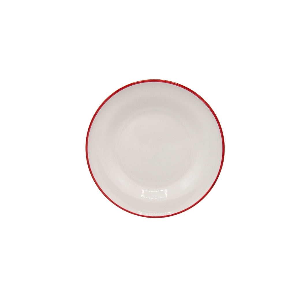PLATO LLANO BLANCO CON BORDE ROJO 7 PLG